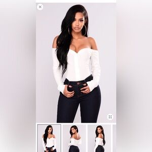 Bundle of 3-White Off-Shoulder Long Sleeve (white/pink/black)